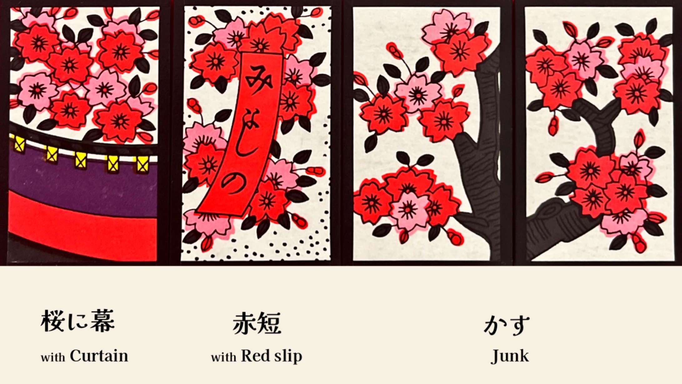 hanafuda 3月 (March)　桜 (Sakura: Cherry Blossom)